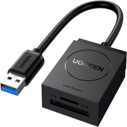 UGREEN 2 en 1 Lector de Tarjeta Múltiple, Lector USB 3.0 a Tarjeta Memoria, Soporta Tarjetas de Memorias TF, SD y Micro SD, Tran