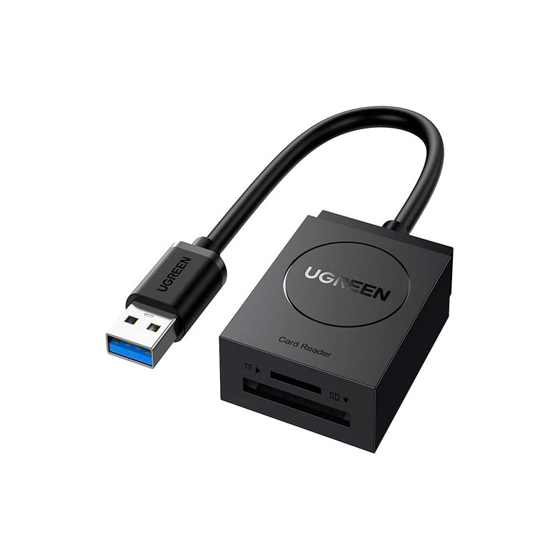 UGREEN 2 en 1 Lector de Tarjeta Múltiple, Lector USB 3.0 a Tarjeta Memoria, Soporta Tarjetas de Memorias TF, SD y Micro SD, Tran