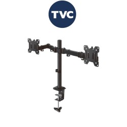 TVC STV215 - Soporte doble de escritorio para monitores de hasta 32” /Estándar VESA: 75x75 / 100x100/ Inclinación 30° / Giro 180