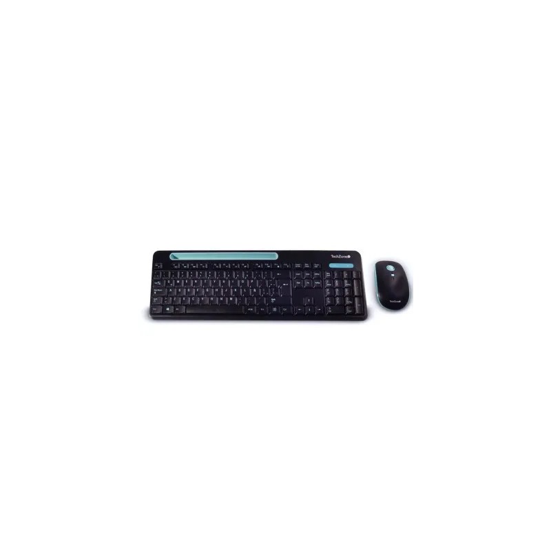 Teclado y Mouse Techzone Tz20Comb02-Ina Inalámbrico USB Negro, Azul (Inglés)