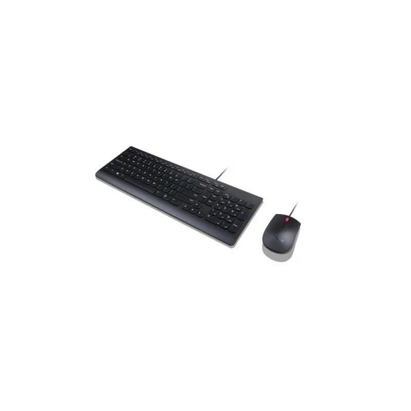 Teclado y Mouse Lenovo Estandar Alámbrico Negro