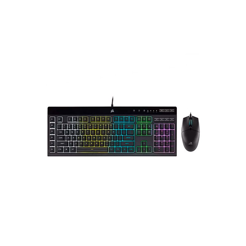 Teclado y Mouse Gamer Corsair K55 RGB Pro + Katar Pro 12400 DPI Alámbrico Inglés Negro