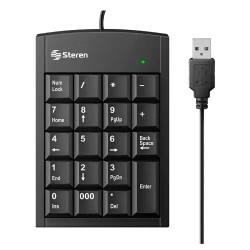 Teclado Numérico Steren USB Extra Plano 19 Teclas Color Negro