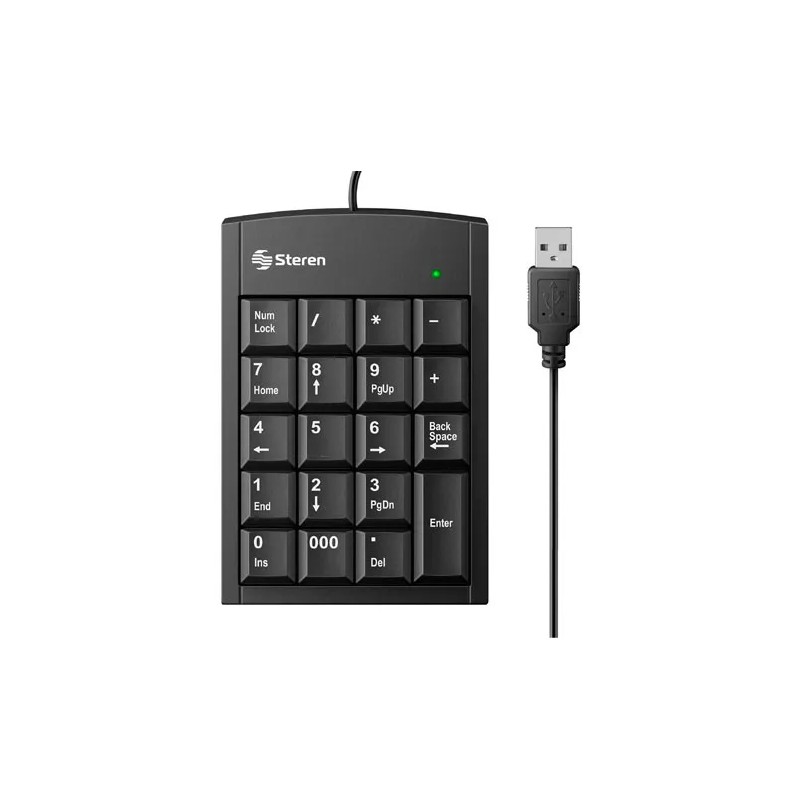 Teclado Numérico Steren USB Extra Plano 19 Teclas Color Negro