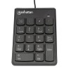 Teclado numerico Manhattan, Alambrico, 19 Teclas, USB 2.0, Triple cero, Color Negro