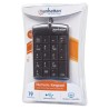 Teclado numerico Manhattan, Alambrico, 19 Teclas, USB 2.0, Triple cero, Color Negro