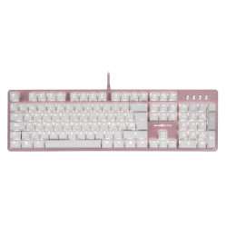 Teclado Mecanico Gaming Gamefactor KBG400, Switch Red, Antighost, Retroiluminado, Usb, Color Rosa/Blanco