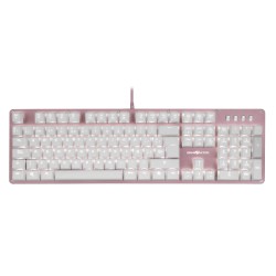 Teclado Mecanico Gaming Gamefactor KBG400, Switch Red, Antighost, Retroiluminado, Usb, Color Rosa/Blanco
