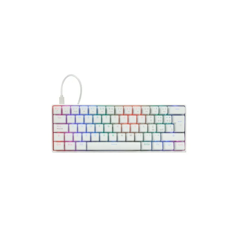 Teclado Mecanico Game Factor KBG560, USB 1.5m, RGB, teclas Blanco y Rosa, Switch Gateron rojo