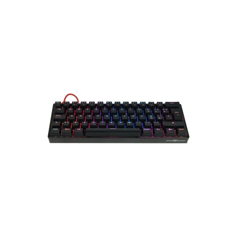 Teclado Mecanico Game Factor KBG560, USB 1.5 m, RGB, switch Gateron Rojo, teclas Negro y Rojo, KBG560-RD