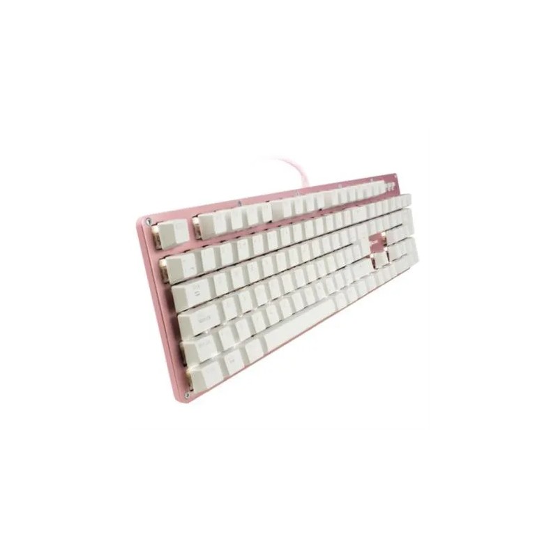 Teclado Mecanico Game Factor KBG400, Switch KRED Blue, Retroilumando, Usb 1.8 metros, Color Rosa/Blanco