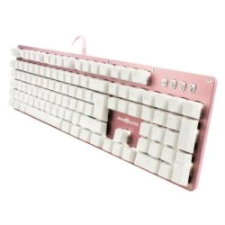 Teclado Mecanico Game Factor KBG400, Switch KRED Blue, Retroilumando, Usb 1.8 metros, Color Rosa/Blanco
