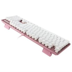 Teclado Mecanico Game Factor KBG400, Switch KRED Blue, Retroilumando, Usb 1.8 metros, Color Rosa/Blanco