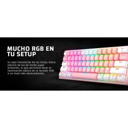 Teclado mecánico 60% Fizz Pro K616 RGB Pink/White
