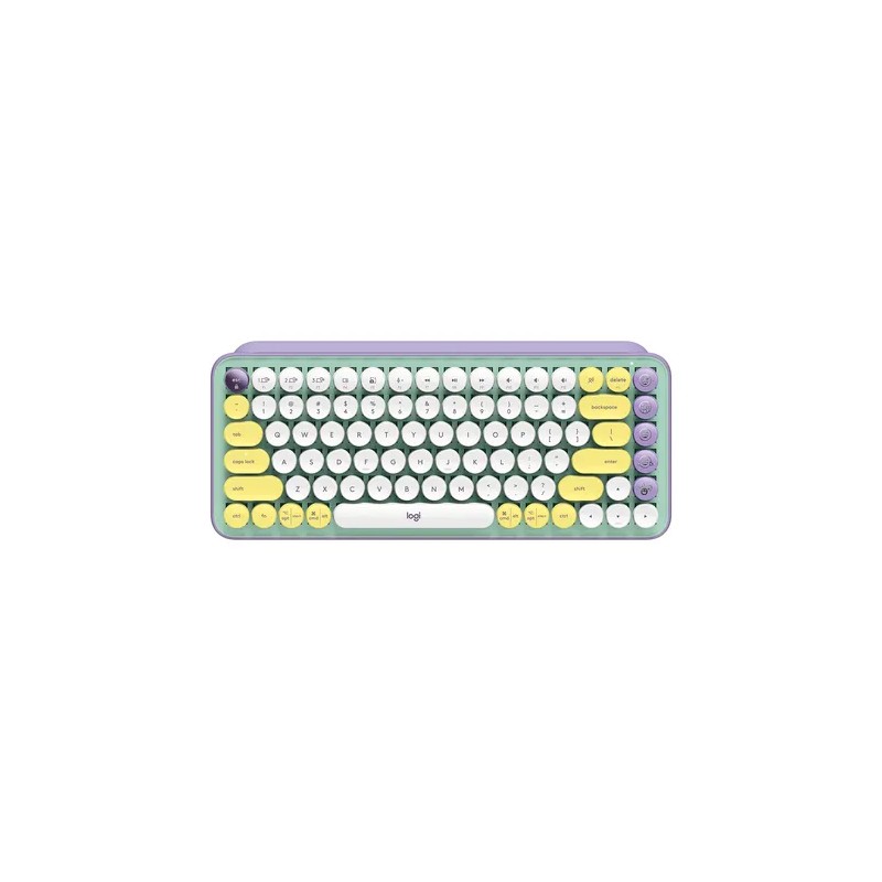 Teclado Logitech Pop Keys Inalámbrico Menta/Violeta/Blanco, Amarillo (Inglés)
