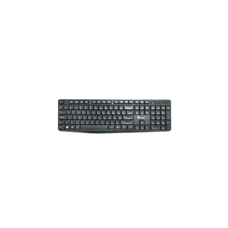 Teclado Inalambrico Stylos STPTEC4B, 106 teclas, Multimedia, Receptor 2.4GHZ, Negro