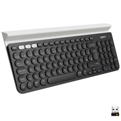 Teclado inalambrico Logitech K780, Multidispositivo, Color Negro, soporta 3 dispositivos