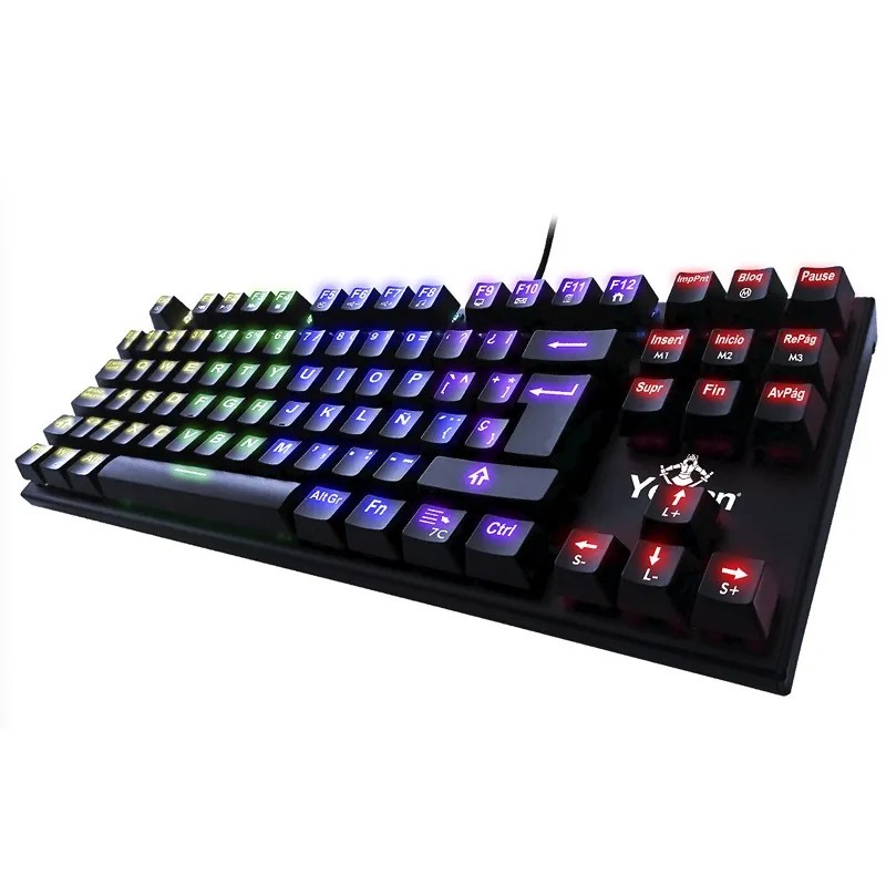 Teclado Gamer Yeyian Spark Serie 2000 RGB Alámbrico USB Mecanico Cherry Mx Azul Gamer Negro