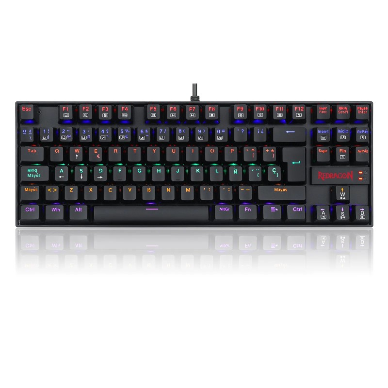 Teclado Gamer Redragon Kumara K552 Rainbow Mecánico Switch Blue Alámbrico Negro Español