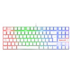 Teclado Gamer Redragon Kumara K55 LED RGB Mecanico Alámbrico Blanco (Español)