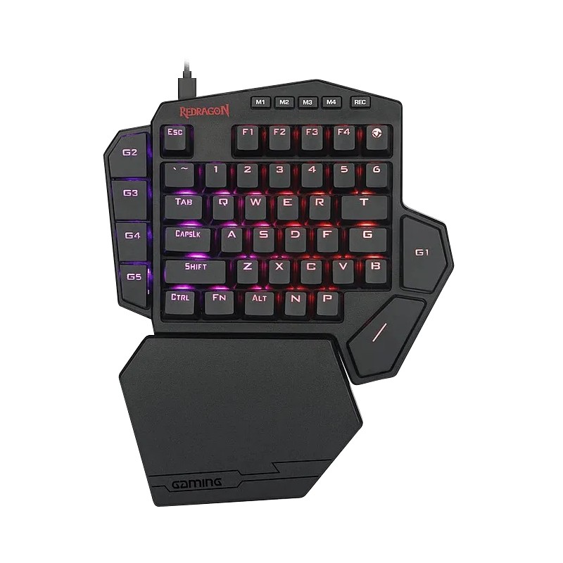 Teclado Gamer Redragon Diti K585 RGB One Handed Mecanico Switch Outemu Blue Alámbrico Negro (Inglés)