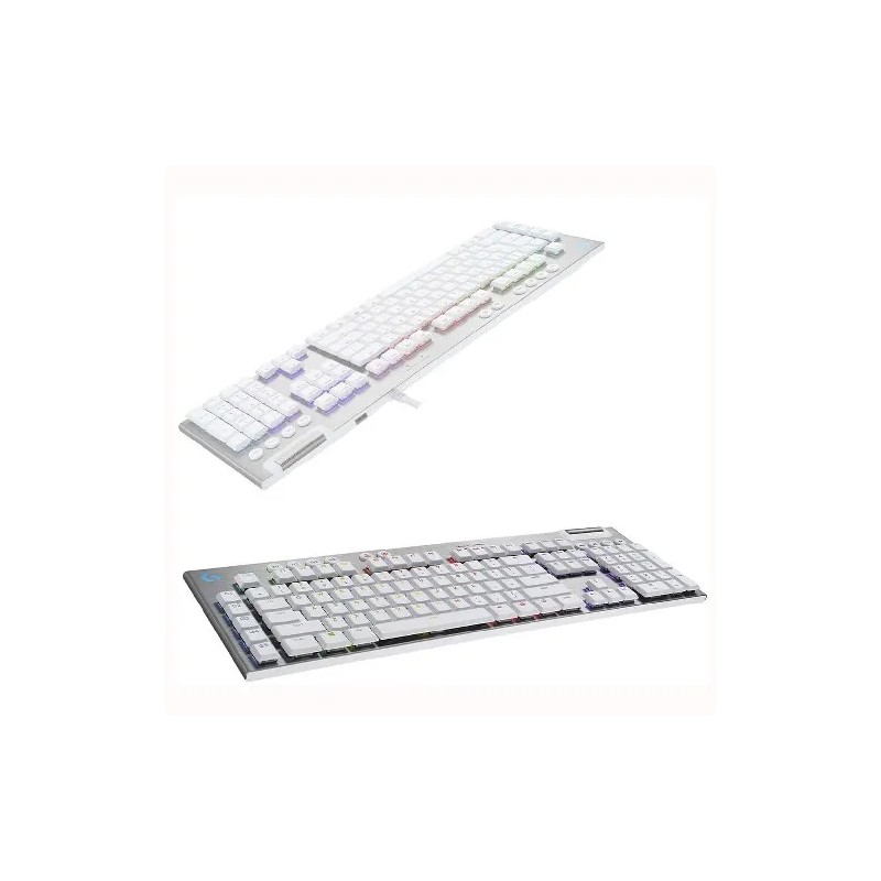 Teclado Gamer Logitech G815 RGB LightSync Mecánico Ultrafino Alámbrico 1.8 Metros Inglés Blanco