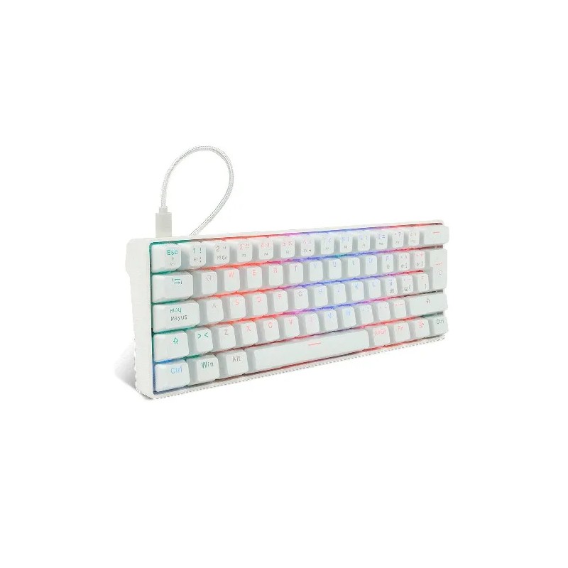 Teclado Gamer Game Factor KBG560 RGB Teclado Mecánico Switch Red Alámbrico Español Blanco