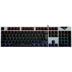 Teclado Batauro Brangus Mecánico Switch Red Alámbrico RGB Español Plata
