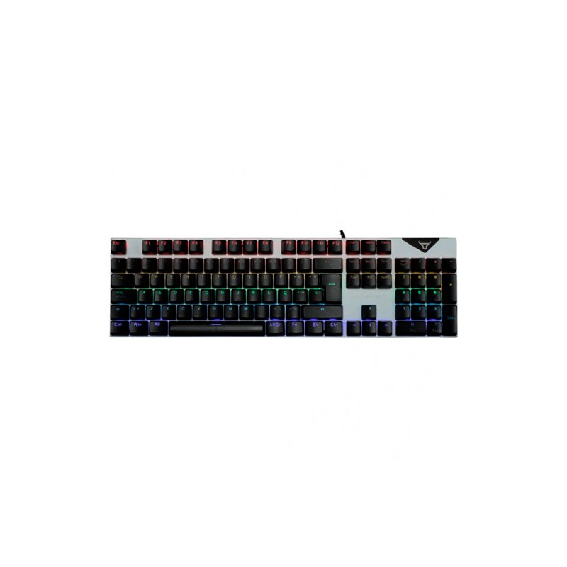 Teclado Batauro Brangus Mecánico Switch Red Alámbrico RGB Español Plata