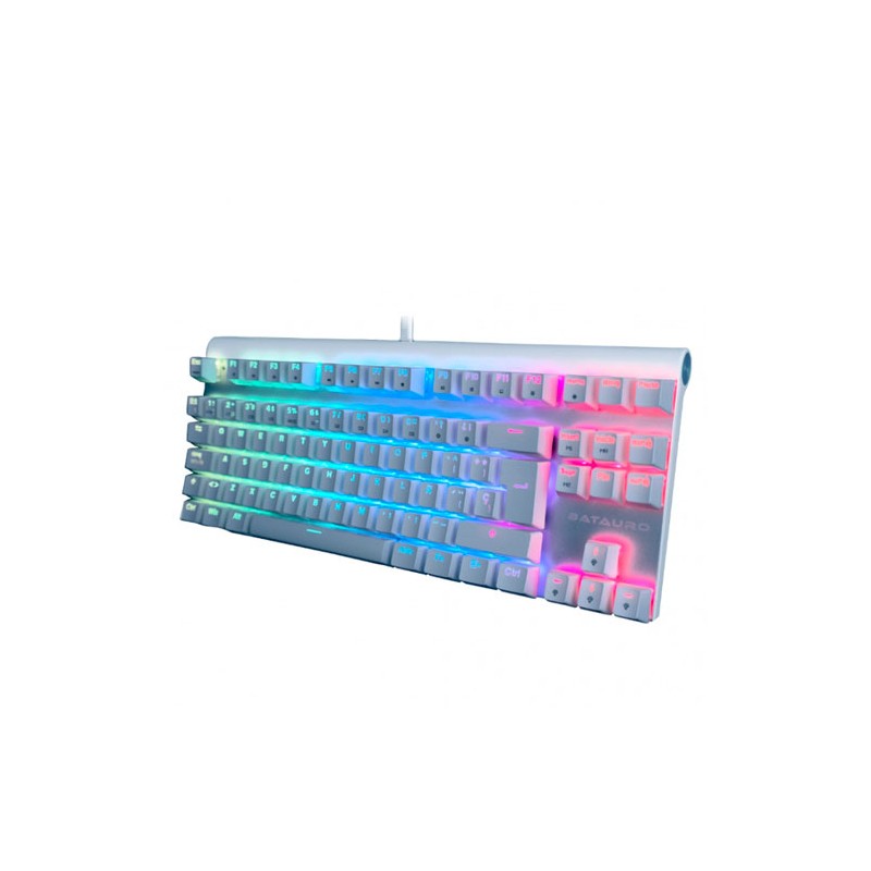 Teclado Batauro Aubrac Mecánico Switch Red TKL Alámbrico RGB Español Blanco