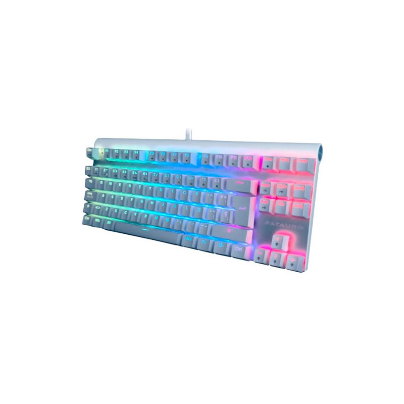 Teclado Batauro Aubrac Mecánico Switch Blue TKL Alámbrico RGB Español Blanco