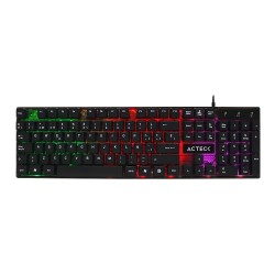 Teclado Alambrico Acteck Aurean X, 105 teclas, Retroiluminado 3 Colores, Color Negro, USB (Ultimas piezas, se sustituye por AC-9