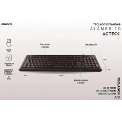 Teclado Acteck TA210 Alambrico, USB, 105 Teclas, Negro