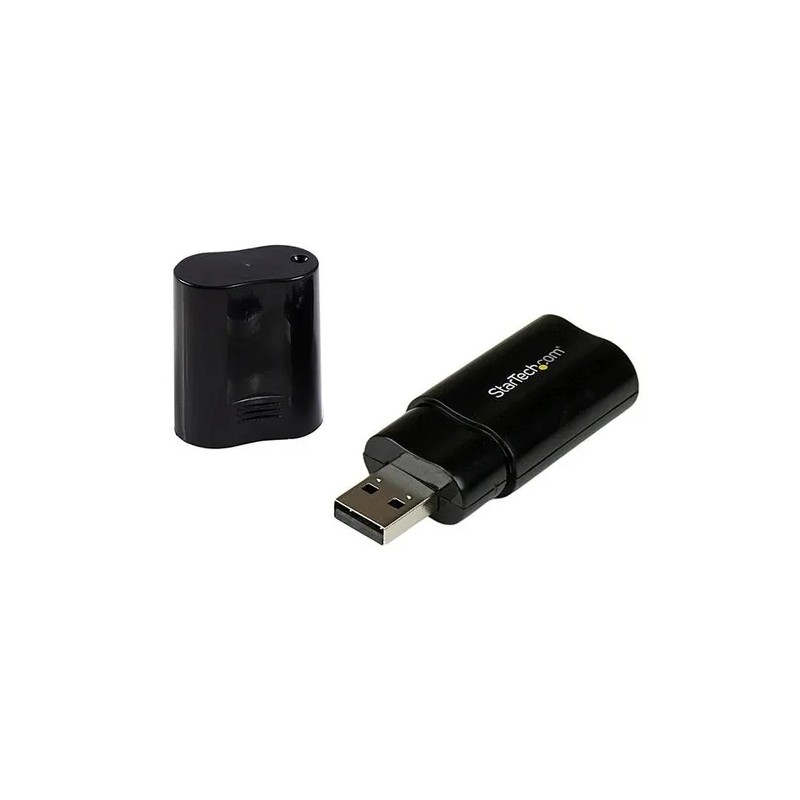 Tarjeta de Sonido Estereo USB Externa Conversor Negro