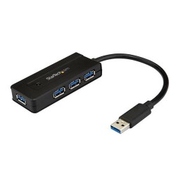 StarTech.com Hub Concentrador Portátil USB 3.0 SuperSpeed de 4 Puertos de 5Gbps con Carga Rápida - Ladrón USB 3.1 Gen 1 Tipo A -