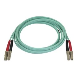 StarTech.com Aqua OM4 Duplex Multimode Fiber - 2m / 6 ft - 100 Gb - 50/125 - OM4 Fiber - LC to LC Fiber Patch Cable (450FBLCLC2)