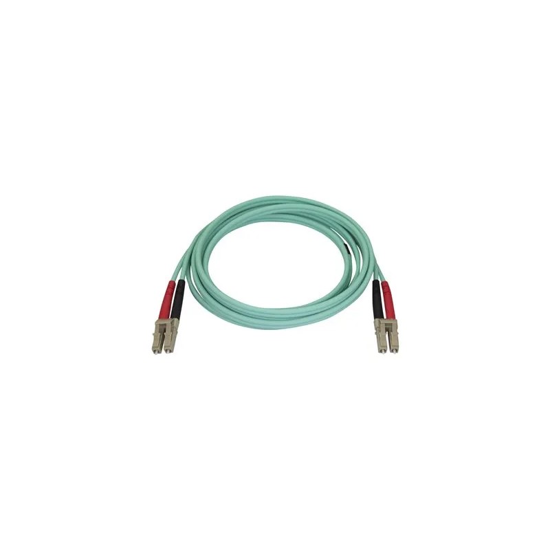 StarTech.com Aqua OM4 Duplex Multimode Fiber - 2m / 6 ft - 100 Gb - 50/125 - OM4 Fiber - LC to LC Fiber Patch Cable (450FBLCLC2)