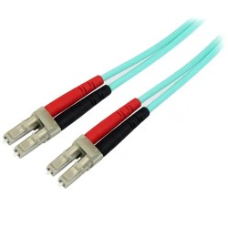 StarTech.com Aqua OM4 Duplex Multimode Fiber - 2m / 6 ft - 100 Gb - 50/125 - OM4 Fiber - LC to LC Fiber Patch Cable (450FBLCLC2)