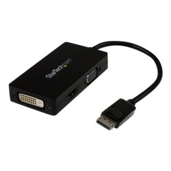 StarTech.com Adaptador Conversor DisplayPort a VGA DVI o HDMI - Convertidor A/V 3 en 1 para viajes - 1080p - 1920x1200 - Adaptad