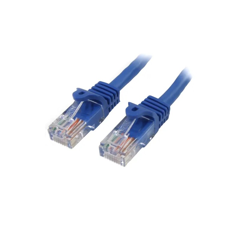 StarTech.com - Cable de Red de 0,5m Azul Cat5e Ethernet RJ45 sin Enganches - Latiguillo Snagless - Cable de interconexión - RJ-4