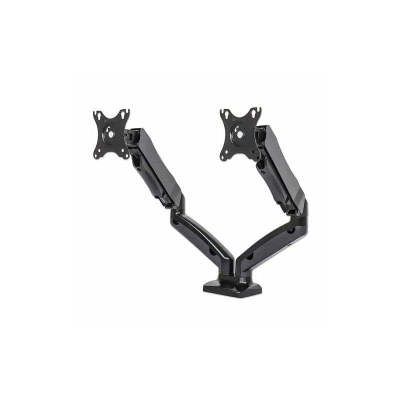 Soporte Manhattan de Escritorio para dos Monitores de 13" a 27" Ajustable Color Negro