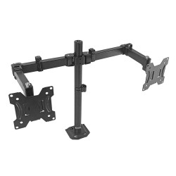 Soporte doble monitor Stylos, 13" a 32", 8kg, 180 grados, Rotacion 360 grados, Inclinacion 45 grados, Negro