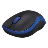 Raton Logitech M185, optico, RF inalambrica + USB, Color Negro, Azul, Alcance 10 m, Bateria AA