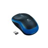 Raton Logitech M185, optico, RF inalambrica + USB, Color Negro, Azul, Alcance 10 m, Bateria AA