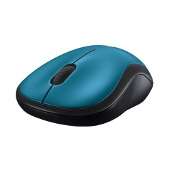 Raton Logitech M185, optico, RF inalambrica + USB, Color Negro, Azul, Alcance 10 m, Bateria AA