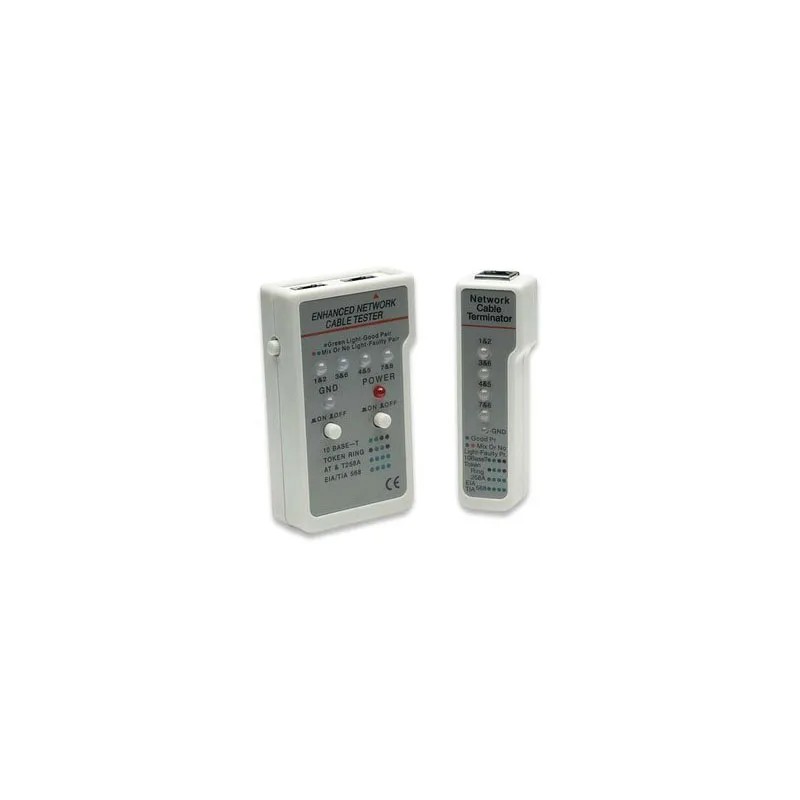 Probador de cable Intellinet RJ-45/RJ-11/UTP/STP/FTP, 4 LEDs, Beige