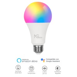 NGTECO NGL200 - Foco LED Inteligente  WiFi / Control Remoto vía App / Control por Voz / Color Regulable /  9W / Frecuencia WiFi 