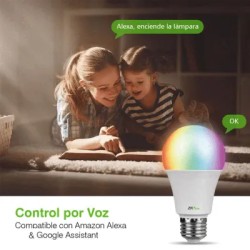 NGTECO NGL200 - Foco LED Inteligente  WiFi / Control Remoto vía App / Control por Voz / Color Regulable /  9W / Frecuencia WiFi 