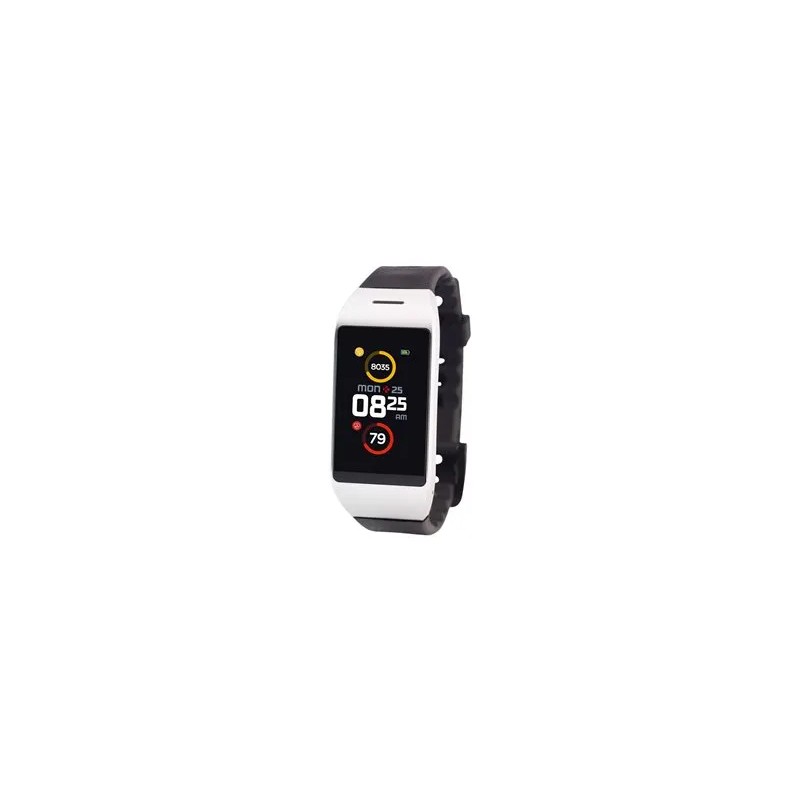 MyKronoz ZeNeo - Plata - reloj inteligente con banda - silicona - negro - pantalla luminosa 1.14" - Bluetooth - 26 g