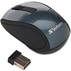 Mouse Verbatim Optico blue led inalambrico, usb 2.0, Color grafito
